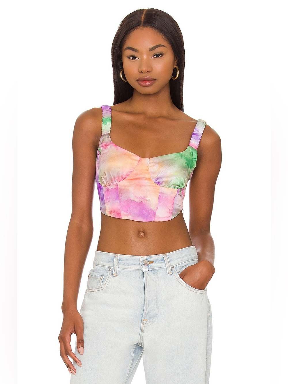 Superdown Tie-Dye Crop Bustier Top - Multicolor